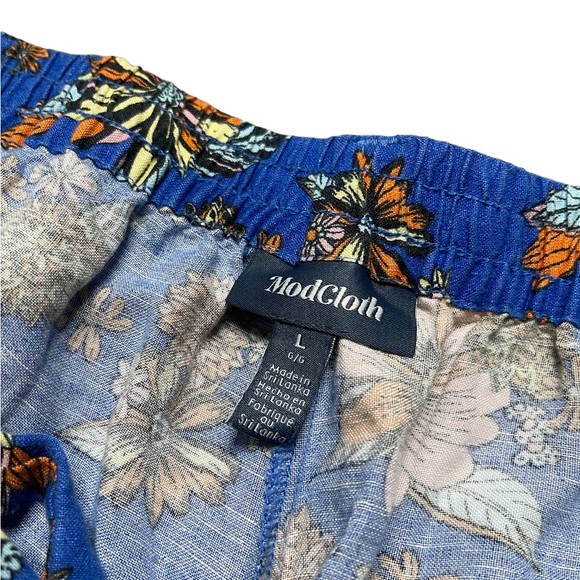 ModCloth Wide Leg Floral Cropped Linen Pants Size Large - Picture 3 of 6